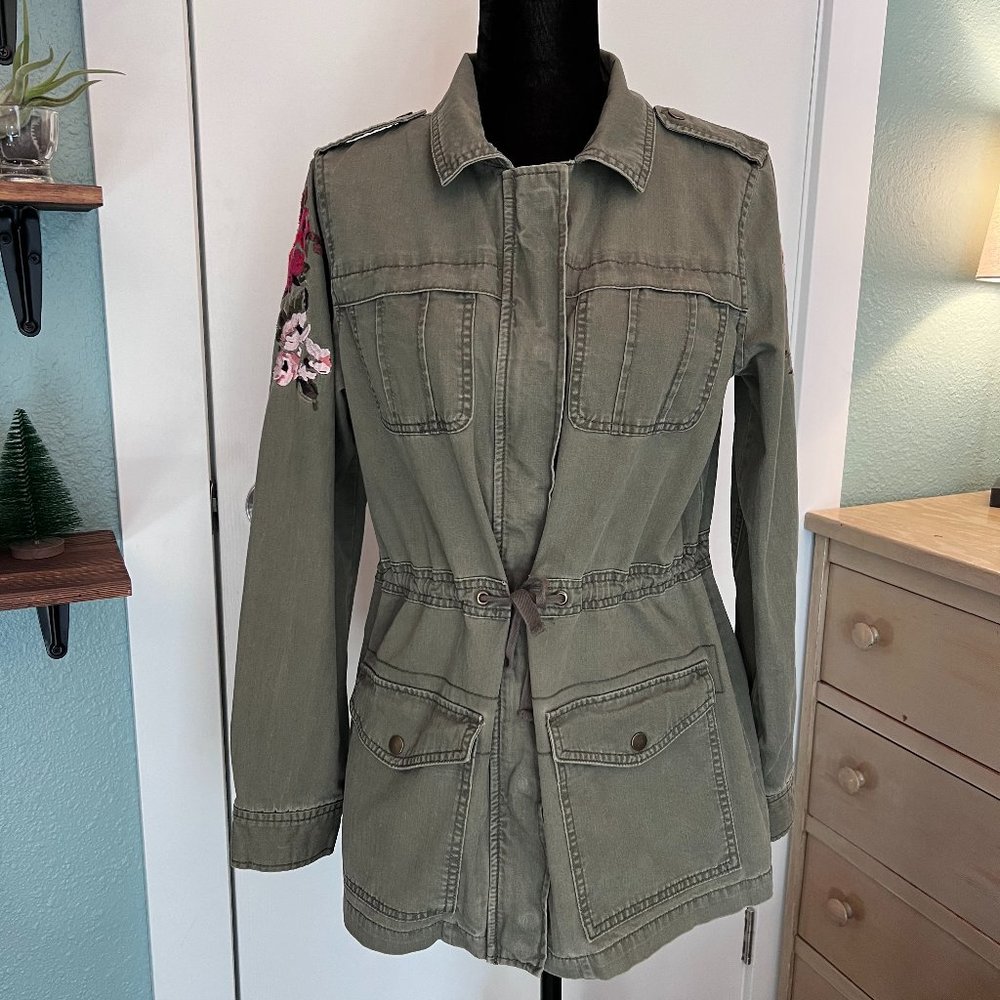 A New Day Army Green Embroidered Utility Jacket - Medium